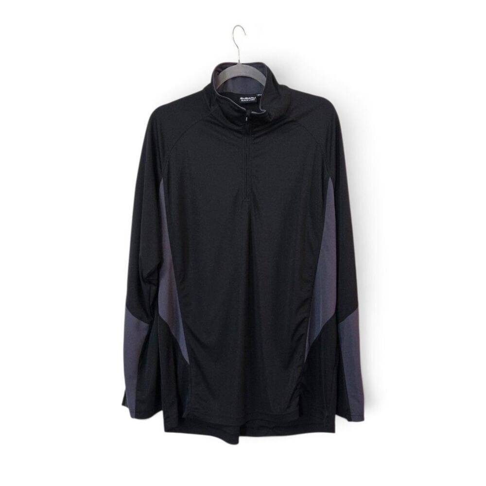 Subaru Black Mens XL 1/4 Zip Pullover Black Gray Athletic Performance Shirt